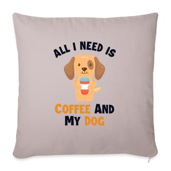 Coffee and my Dog Wiener Dog Dogfather Dog Mom - Sofa pillowcase 17,3'' x 17,3'' (45 x 45 cm) - light taupe - Front