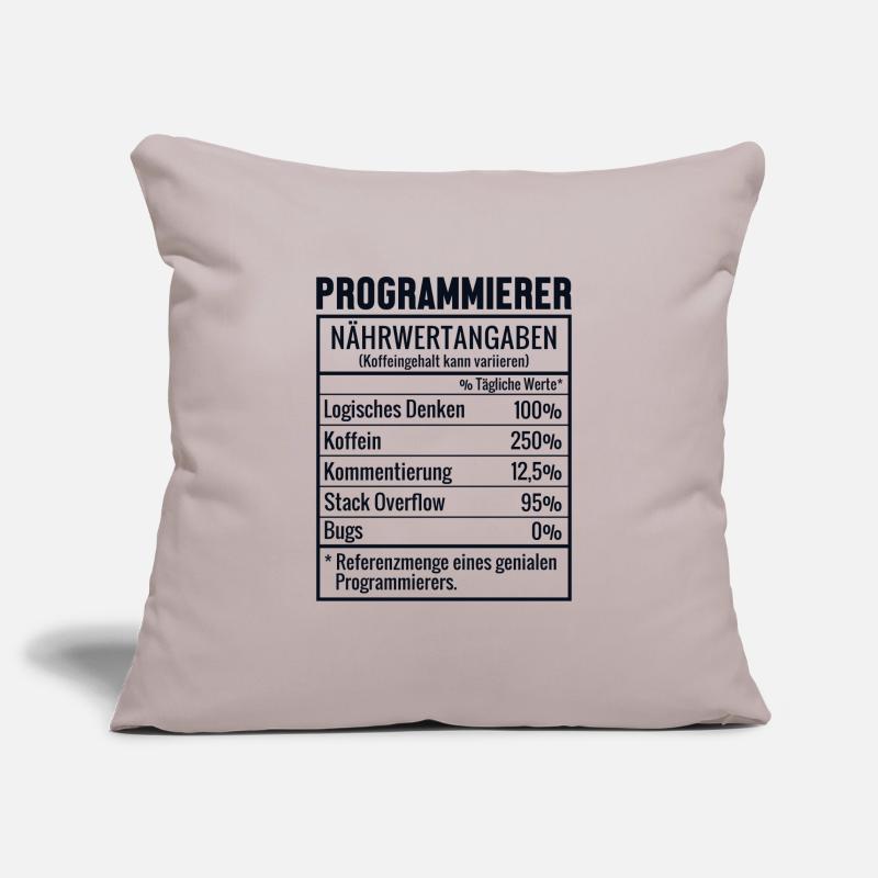 Programmierer Nährwertangaben Developer Coder Sofakissenbezug 45 x 45 cm