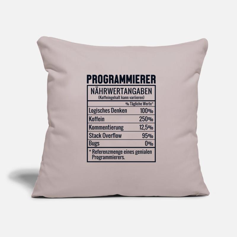Programmierer Nährwertangaben Developer Coder Sofakissenbezug 45 x 45 cm
