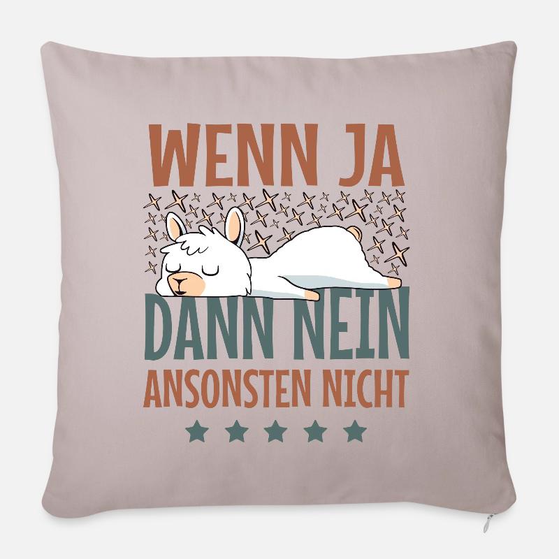 Süßes Lama Lustige Sprüche Langschläfer Faulenzer - Sofakissenbezug 45 x 45 cm - helles Taupe