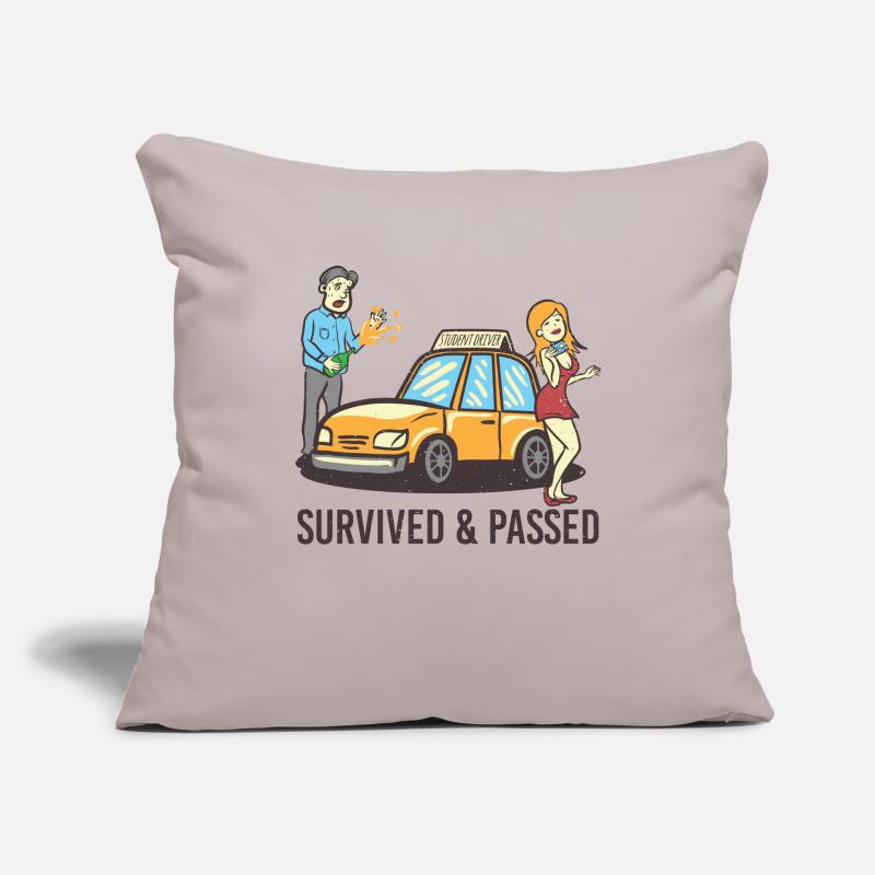 Driving instructor student survived & passed driving school Sofa pillowcase 17,3'' x 17,3'' (45 x 45 cm)