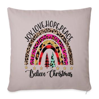 Joie Amour Espoir Paix Croire Noël - Housse de coussin décorative 45 x 45 cm - taupe clair - Devant