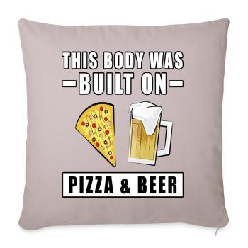 Ce corps a été construit sur la bière à pizza - Housse de coussin décorative 45 x 45 cm - taupe clair - Devant