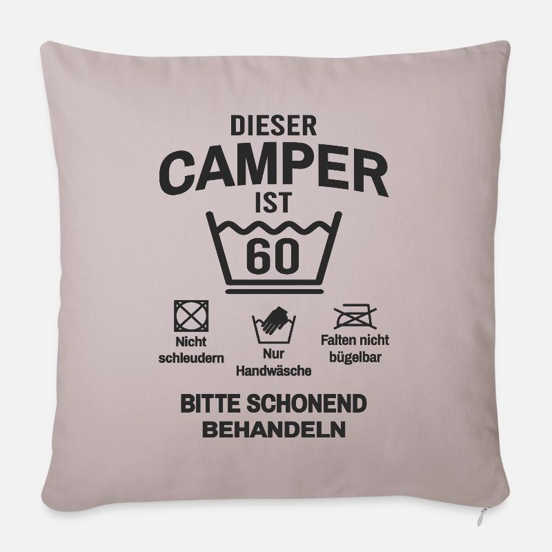 Camper 60. Geburtstag Camping Lustig 60 Jahre - Sofakissenbezug 45 x 45 cm - helles Taupe
