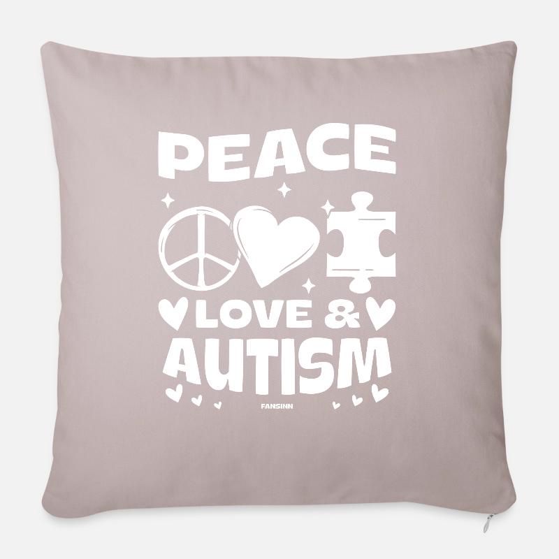 Autist Autismus Awareness Frieden Liebe - Sofakissenbezug 45 x 45 cm - helles Taupe