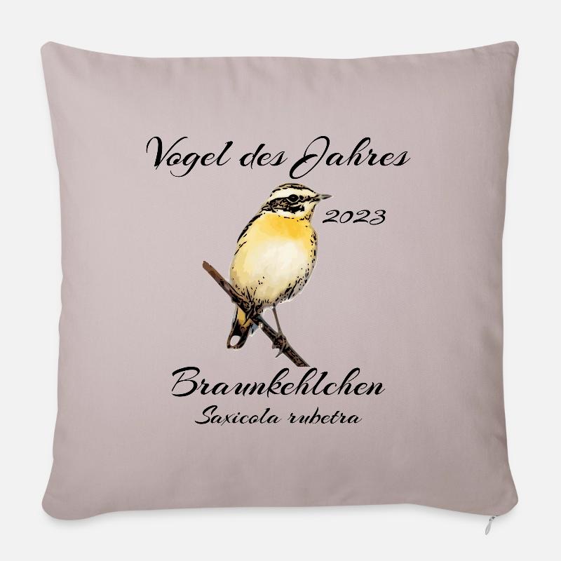 Braunkehlchen, Vogel des Jahres 2023 - Sofakissenbezug 45 x 45 cm - helles Taupe