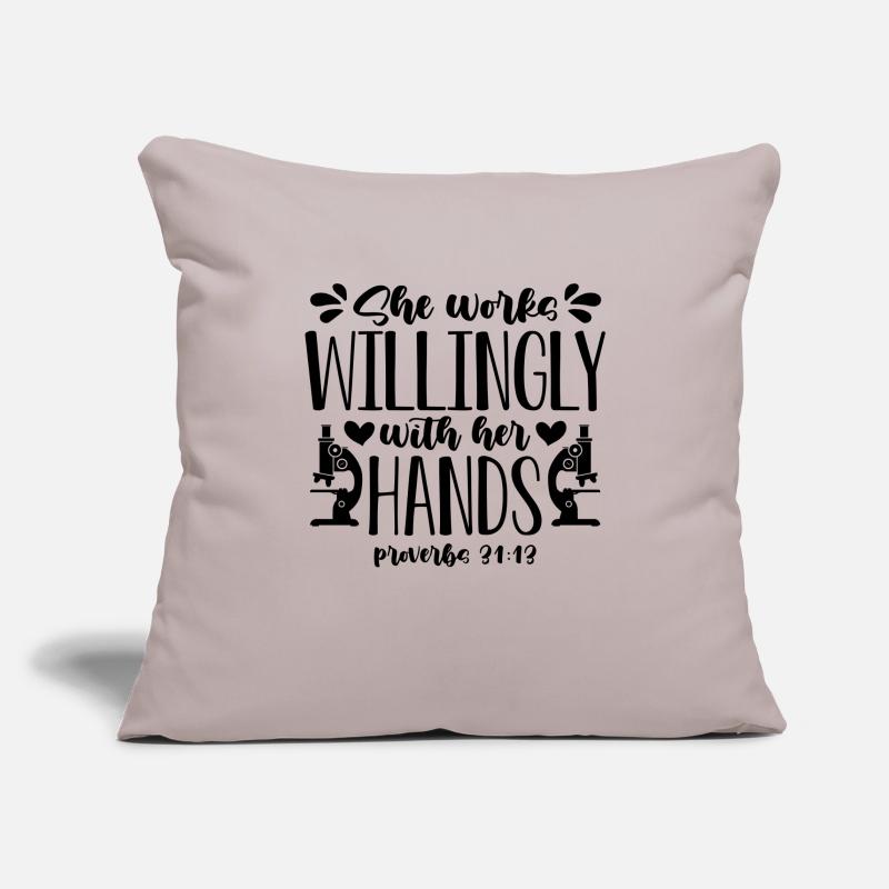 She Works Willingly Science Laboratory Technician Sofa pillowcase 17,3'' x 17,3'' (45 x 45 cm)