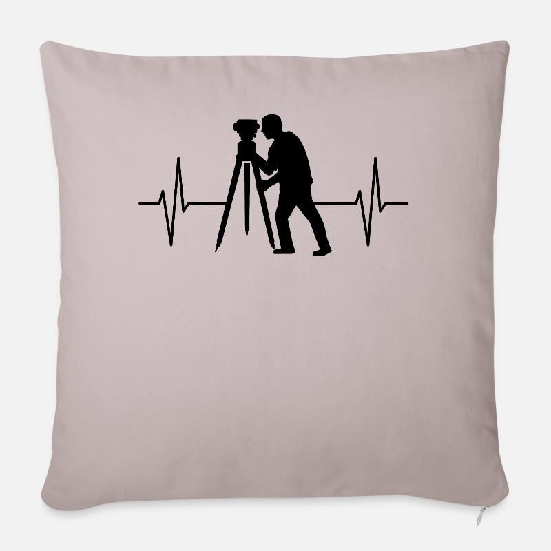 Vermessungstechniker Vermesser EKG Linie Geschenk - Sofakissenbezug 45 x 45 cm - helles Taupe