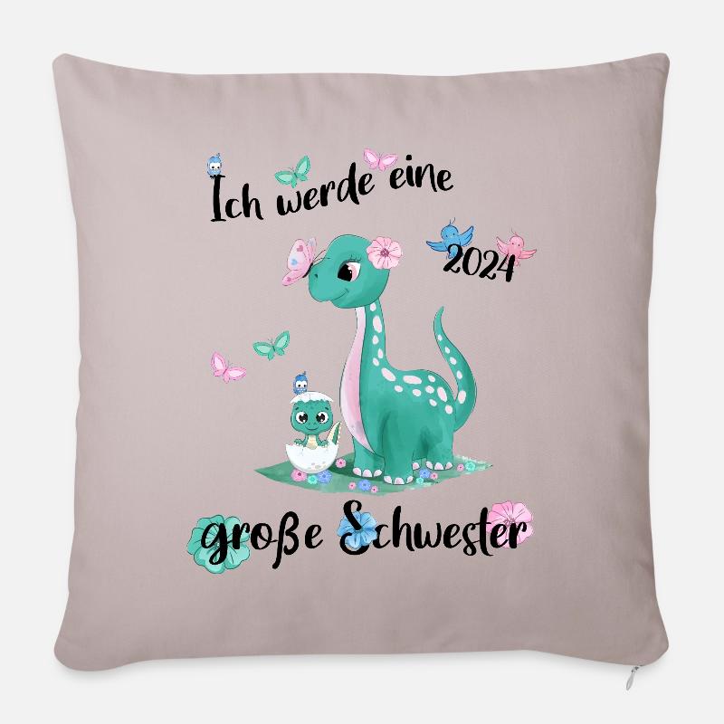 Ich Werde Eine Große Schwester 2024 - Sofakissenbezug 45 x 45 cm - helles Taupe