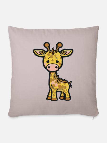 Süße Comic Giraffe für Kita-Kinder und Schüler - Sofakissenbezug 45 x 45 cm - helles Taupe