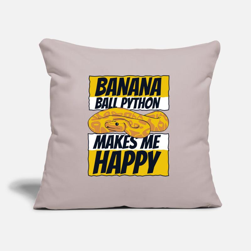 Me rend heureux Serpent Python Boule de banane Python Housse de coussin décorative 45 x 45 cm