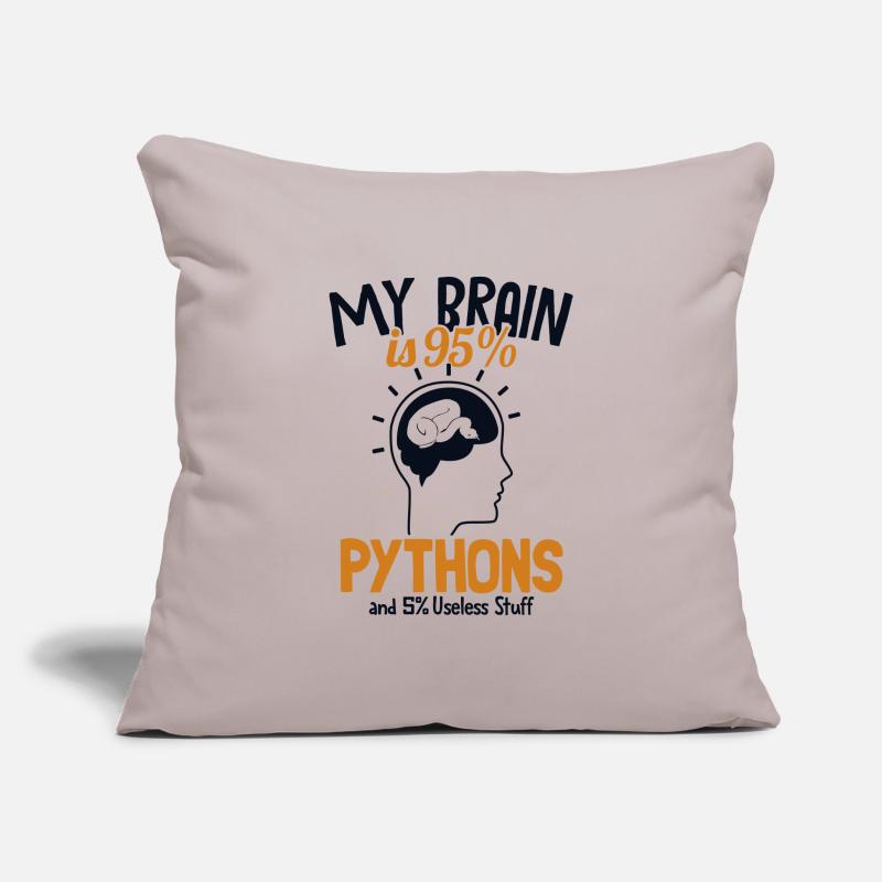 Mon cerveau est composé à 95% de pythons Python Snake Banana Housse de coussin décorative 45 x 45 cm