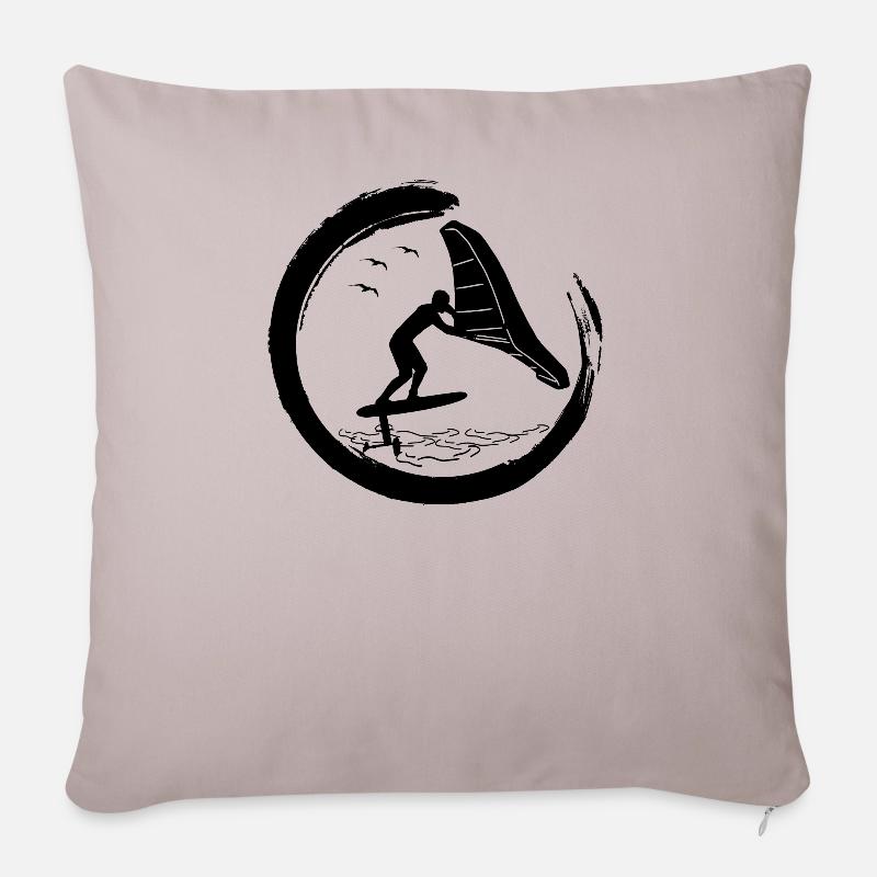Wingfoil Surfer Wingfoiling Hydrofoil Wing-Foiling - Housse de coussin décorative 45 x 45 cm - taupe clair