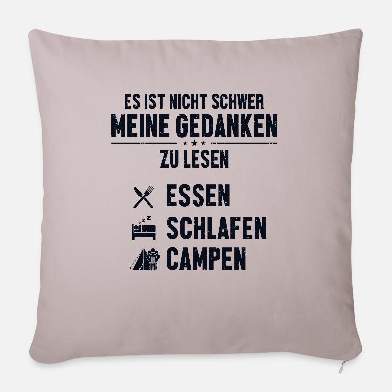 Essen Schlafen Camping Campingplatz Zelten - Sofakissenbezug 45 x 45 cm - helles Taupe