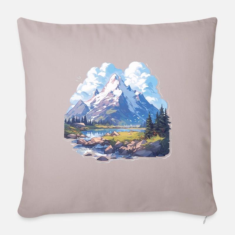 Berg Berge Gebirge Berglandschaft Bergsteiger - Sofakissenbezug 45 x 45 cm - helles Taupe