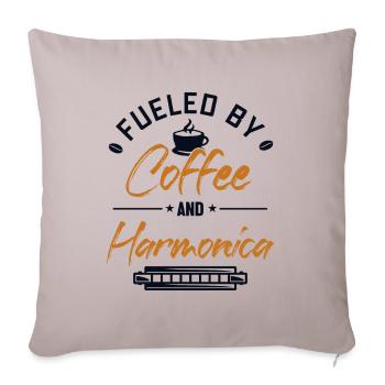 Fueled by Coffee and Harmonica Mouth Harp - Sofa pillowcase 17,3'' x 17,3'' (45 x 45 cm) - light taupe - Front