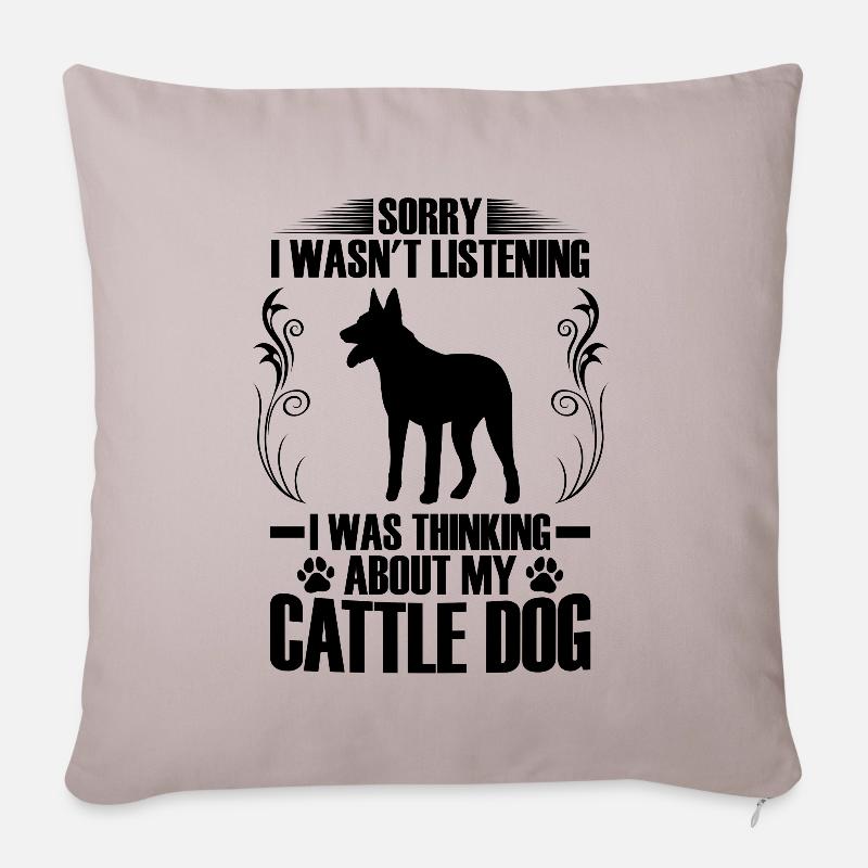 Pensé à Australian Cattle Dog Cattle Dog - Housse de coussin décorative 45 x 45 cm - taupe clair