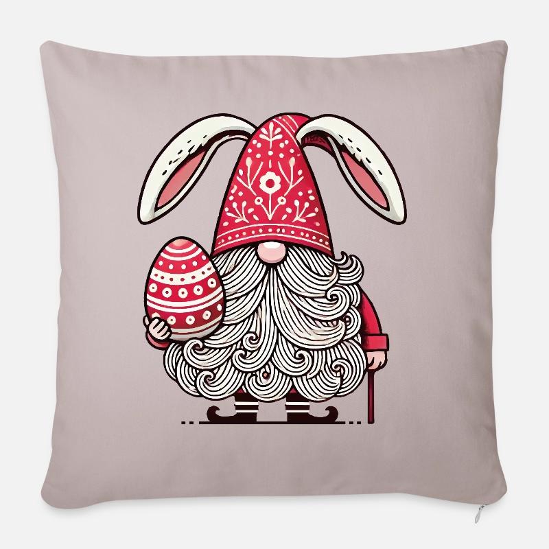 Ostern Gnom Mit Ei Und Hasenohren - Sofakissenbezug 45 x 45 cm - helles Taupe