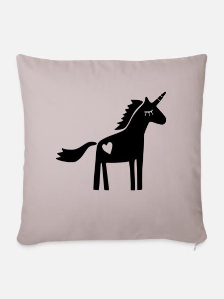Einhorn Scherenschnitt - Sofakissenbezug 45 x 45 cm - helles Taupe