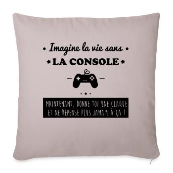La console,geek,gamer,gaming - Housse de coussin décorative 45 x 45 cm - taupe clair - Devant