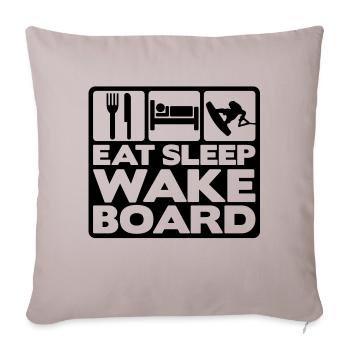 eat sleep wakeboard 01 - Housse de coussin décorative 45 x 45 cm - taupe clair - Devant