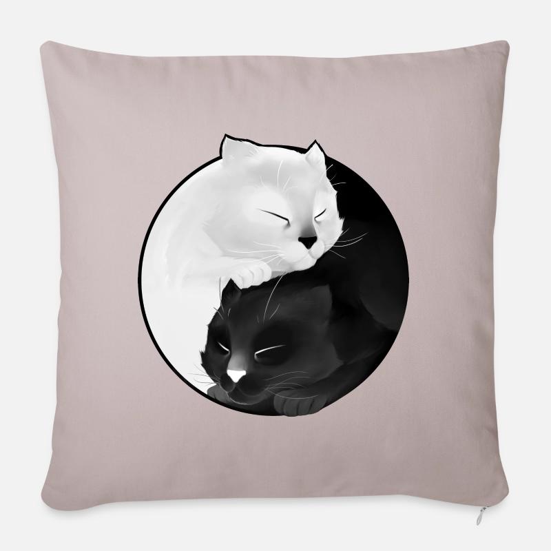 Yin Yang chaton (dormir) - Housse de coussin décorative 45 x 45 cm - taupe clair