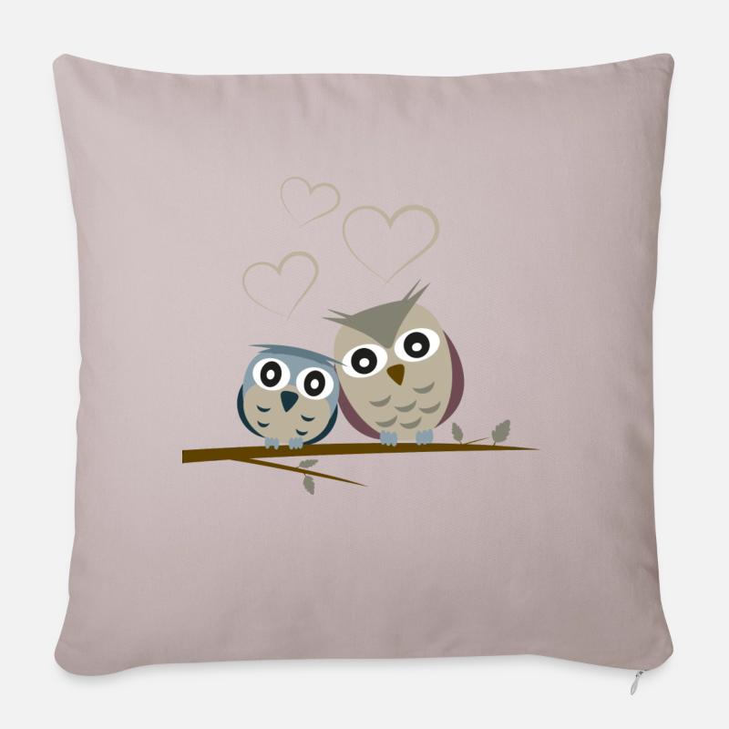 cuddly owls - Sofa pillowcase 17,3'' x 17,3'' (45 x 45 cm) - light taupe