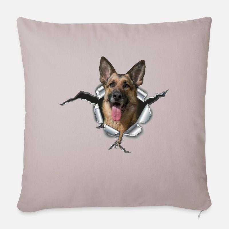 Schäferhund im Metall Loch - Sofakissenbezug 45 x 45 cm - helles Taupe