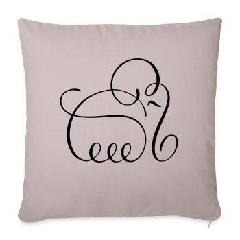 Pencil Line Art Éléphant - Housse de coussin décorative 45 x 45 cm - taupe clair - Devant