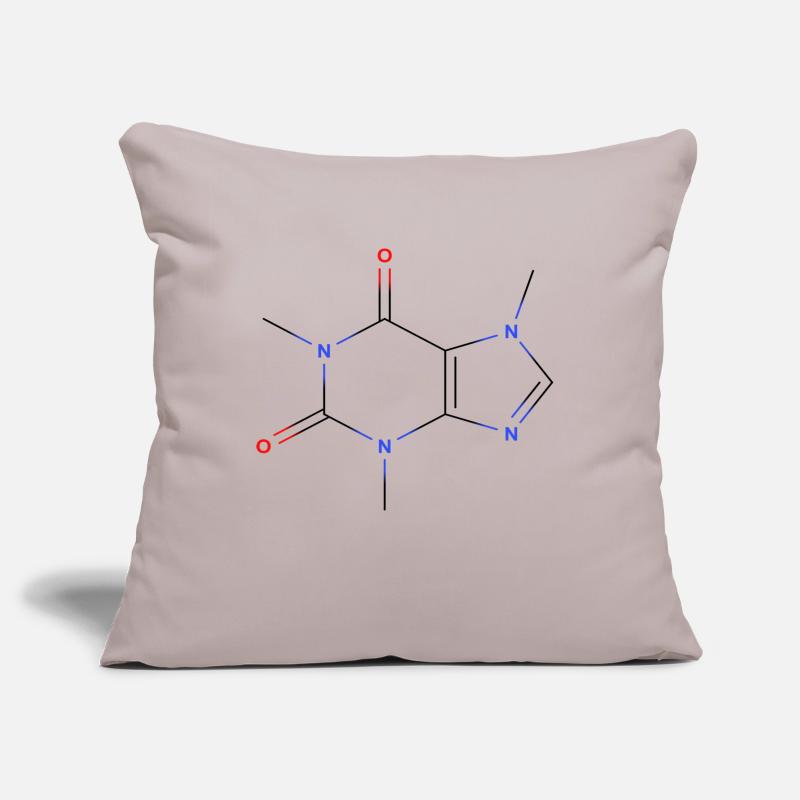 Molécule de caféine - Formule structurale colorée Housse de coussin décorative 45 x 45 cm