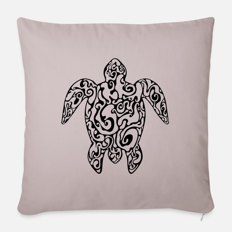 tortue de mer, tatouage - Housse de coussin décorative 45 x 45 cm - taupe clair
