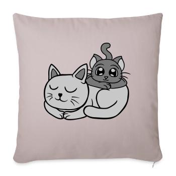Friends 2 cats on each other - Sofa pillowcase 17,3'' x 17,3'' (45 x 45 cm) - light taupe - Front