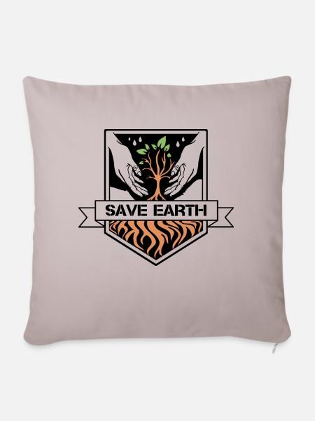 Save earth - Sofakissenbezug 45 x 45 cm - helles Taupe