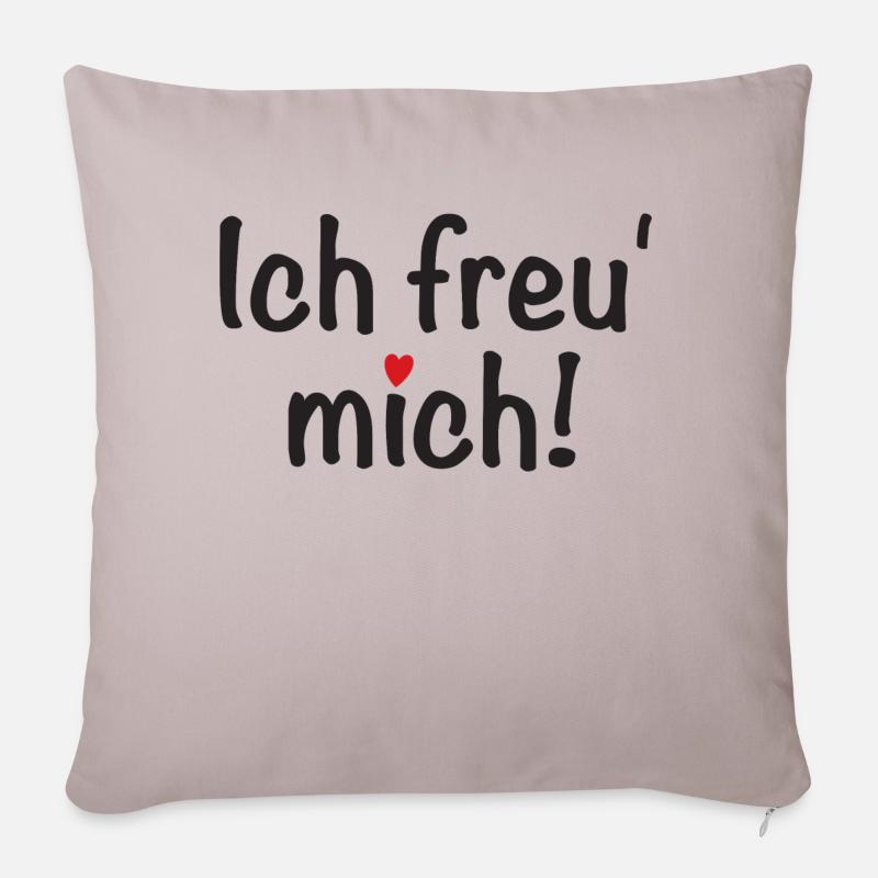 Ich freu' mich! - Sofakissenbezug 45 x 45 cm - helles Taupe