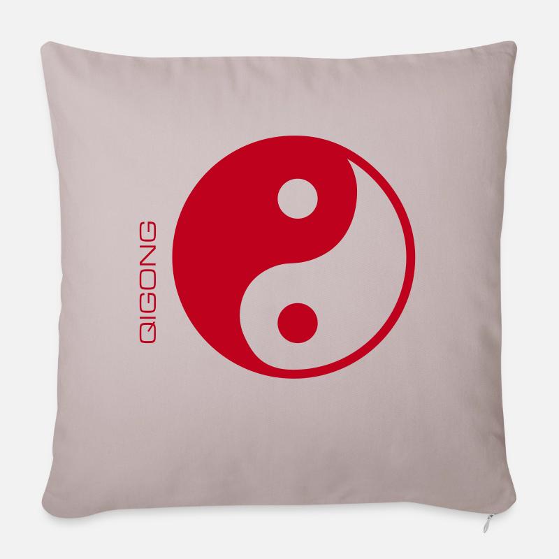 Qigong yin yang - Sofakissenbezug 45 x 45 cm - helles Taupe