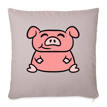 Assis Cochon Amour Petit Cochon Mignon - Housse de coussin décorative 45 x 45 cm - taupe clair - Devant