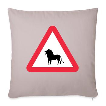 Caution Lion Warning - Sofa pillowcase 17,3'' x 17,3'' (45 x 45 cm) - light taupe - Front