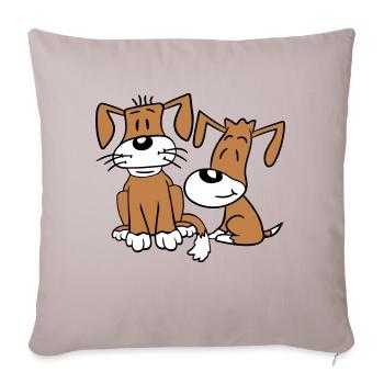 2 chiens équipe assis deux amis équipage heureux - Housse de coussin décorative 45 x 45 cm - taupe clair - Devant