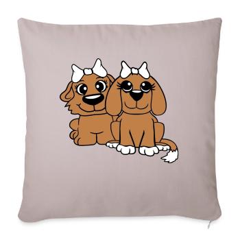 2 Équipe de chiens Deux amis Petites amies Couple Équipage - Housse de coussin décorative 45 x 45 cm - taupe clair - Devant