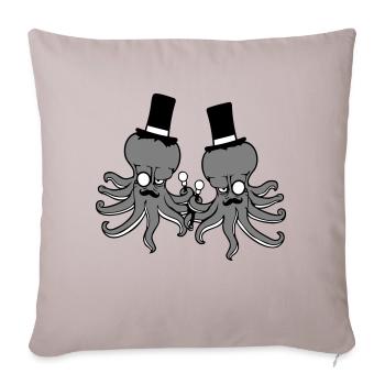 2 Kraken Mr. Sir Hat Monocle Glasses Rich Friends - Sofa pillowcase 17,3'' x 17,3'' (45 x 45 cm) - light taupe - Front