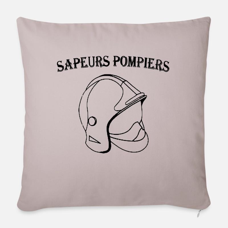 casque sapeur pompier - Housse de coussin décorative 45 x 45 cm - taupe clair