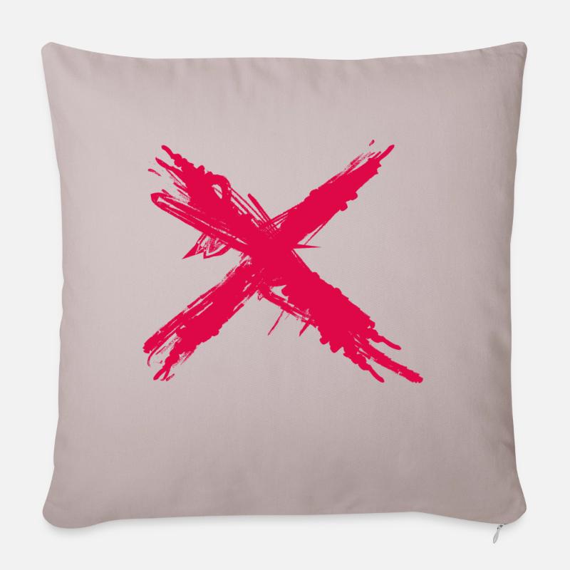 Splash Cross rot - Sofakissenbezug 45 x 45 cm - helles Taupe