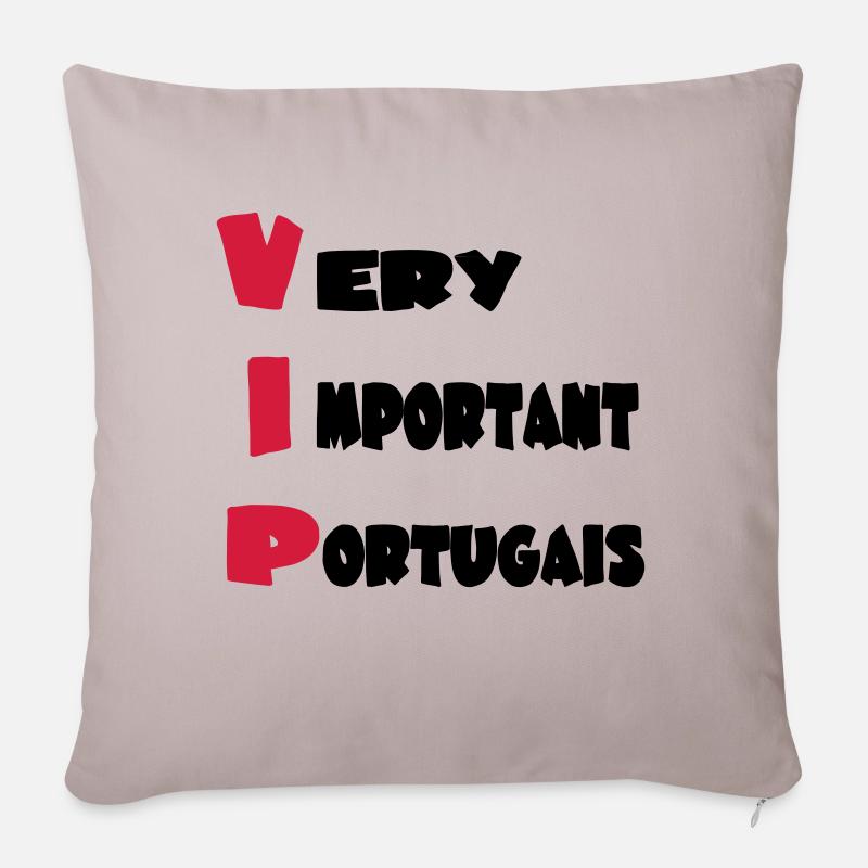 Very important _portugais - Housse de coussin décorative 45 x 45 cm - taupe clair