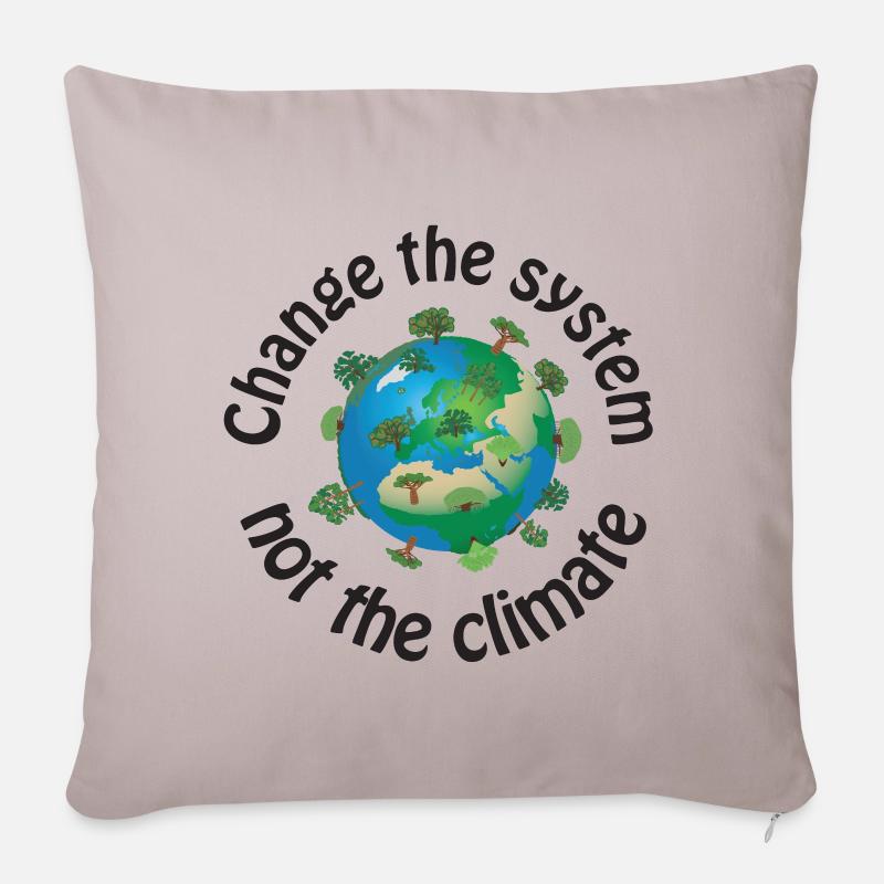 Changer le système, pas le climat noir - Housse de coussin décorative 45 x 45 cm - taupe clair