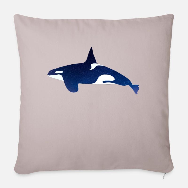 Orca im Nachthimmel - Sofakissenbezug 45 x 45 cm - helles Taupe
