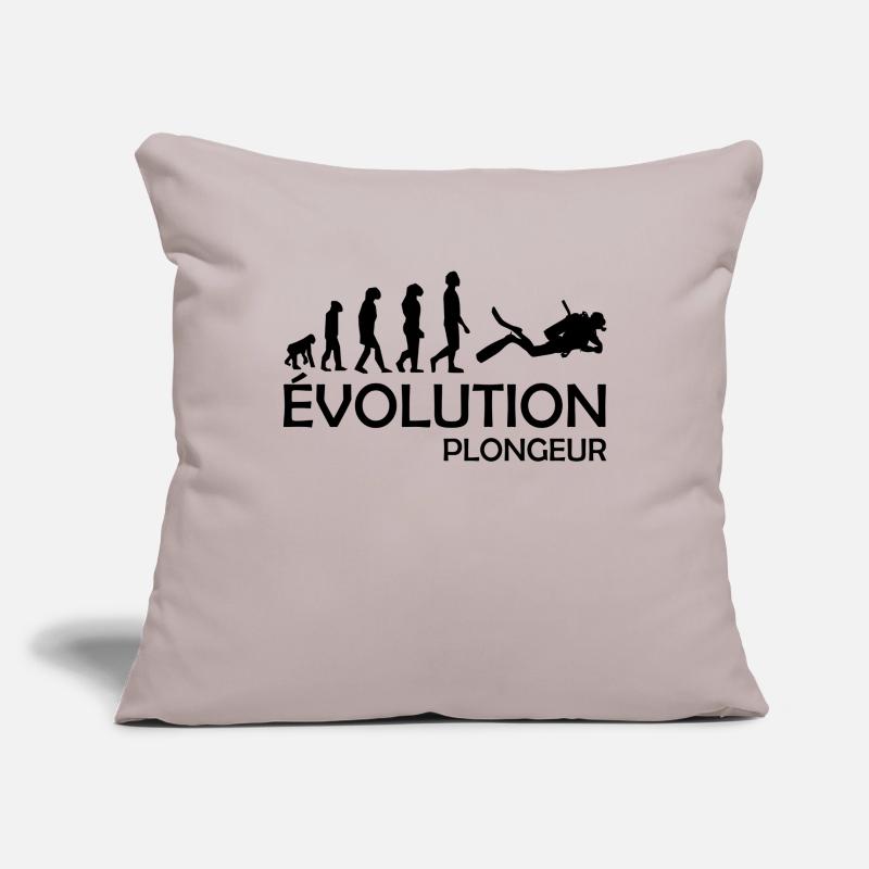évolution plongeur / humour plongeur Housse de coussin décorative 45 x 45 cm