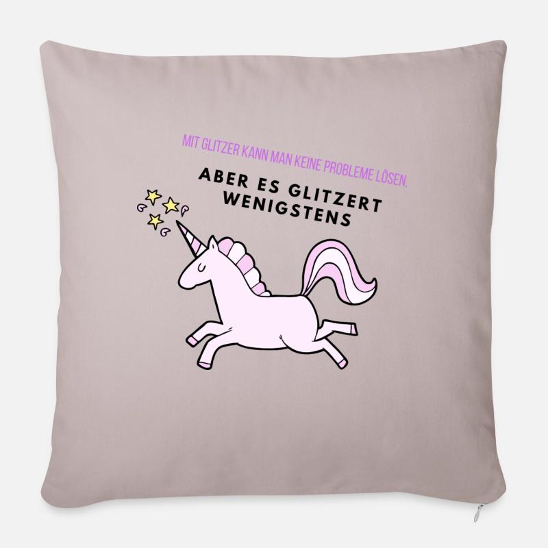 Glitzer Einhorn - Sofakissenbezug 45 x 45 cm - helles Taupe