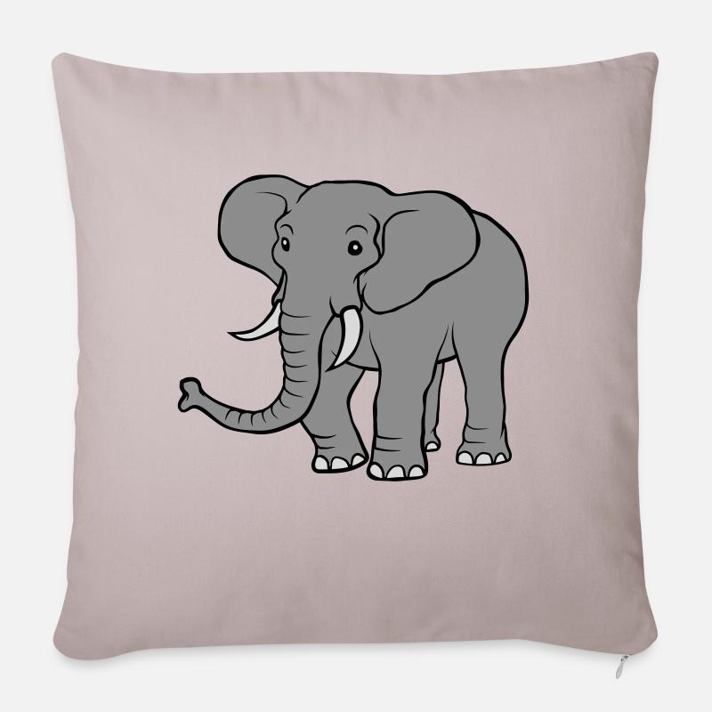 Großer grauer Elefant - Sofakissenbezug 45 x 45 cm - helles Taupe