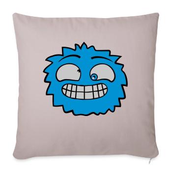 Haariges Monster Gesicht - Sofakissenbezug 45 x 45 cm - helles Taupe - Vorne