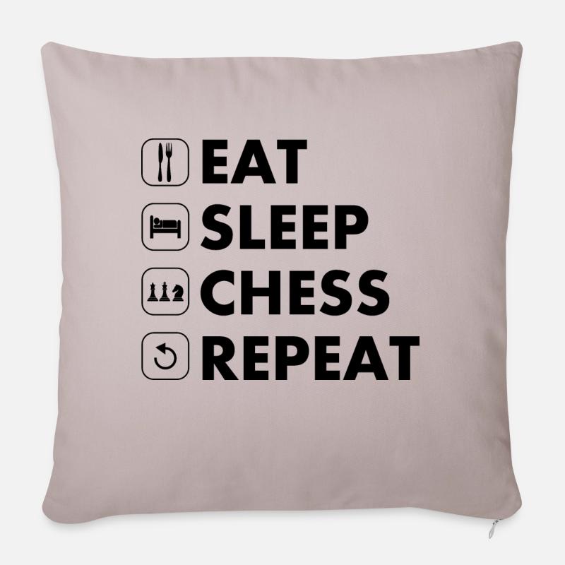 Échecs manger sommeil répéter blanc - Housse de coussin décorative 45 x 45 cm - taupe clair